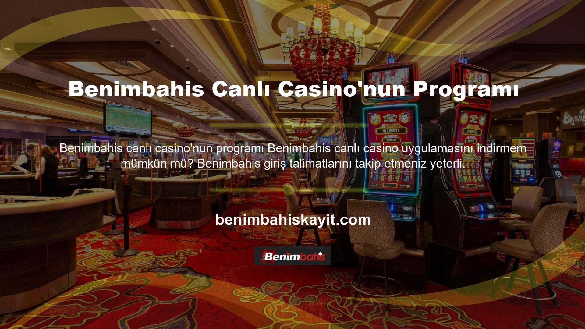 ' Canlı casino oyunları portalına erişin